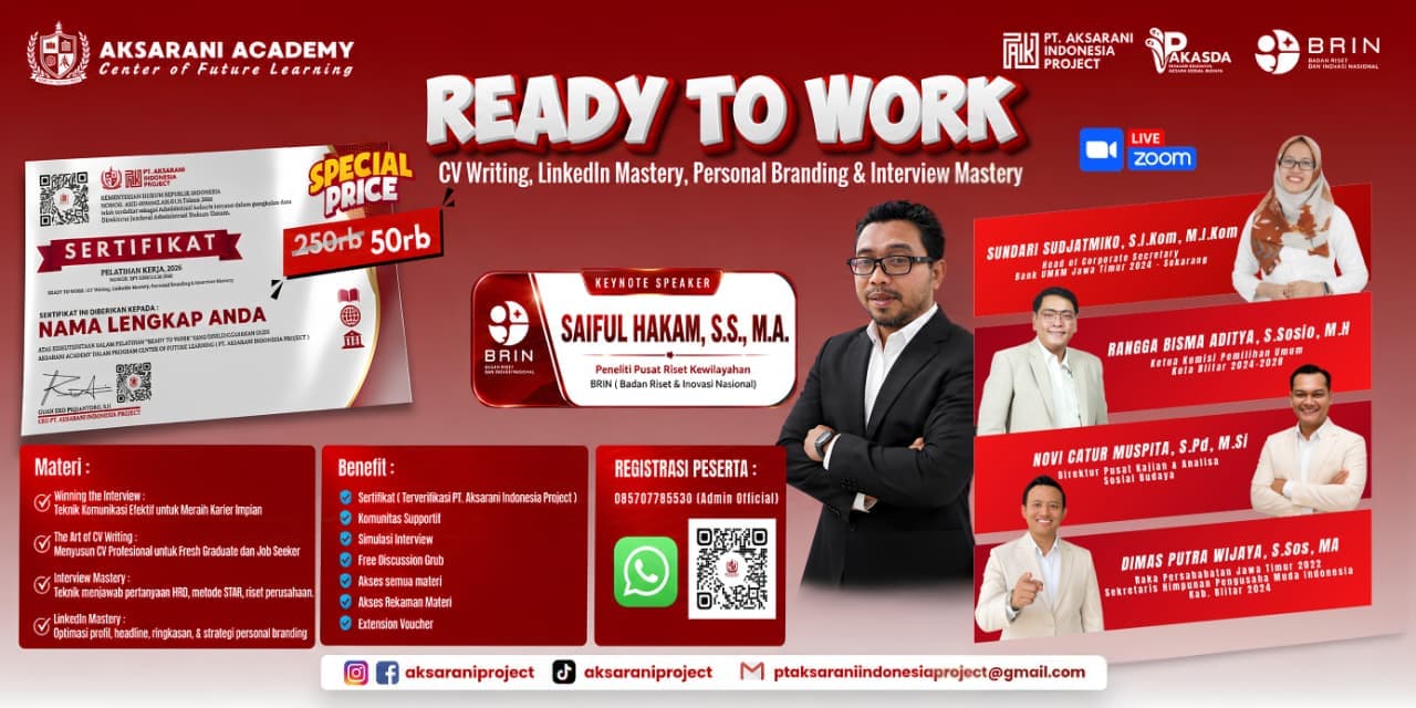 Siap Masuk Dunia Kerja? Aksarani Academy Gelar Pelatihan Ready to Work